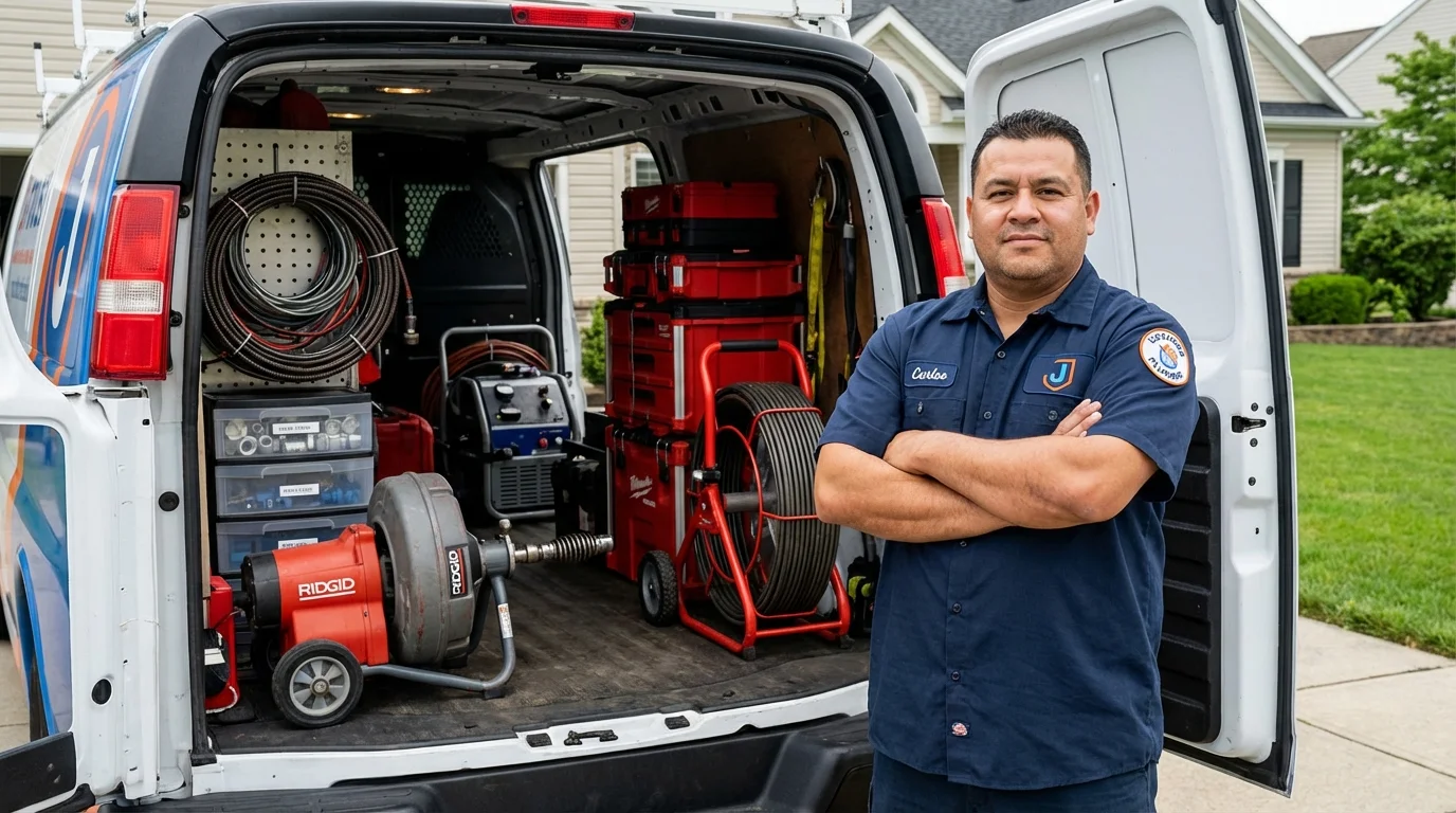 Professional drain cleaning equipment and Johns Plumbing LLC plumber in Oakboro